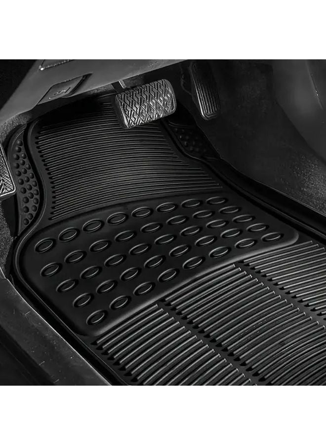 3Pcs All Weather Car Floor Mats Set Durable PVC Non Slip Front Rear Seat Rubber Pads - Image 4